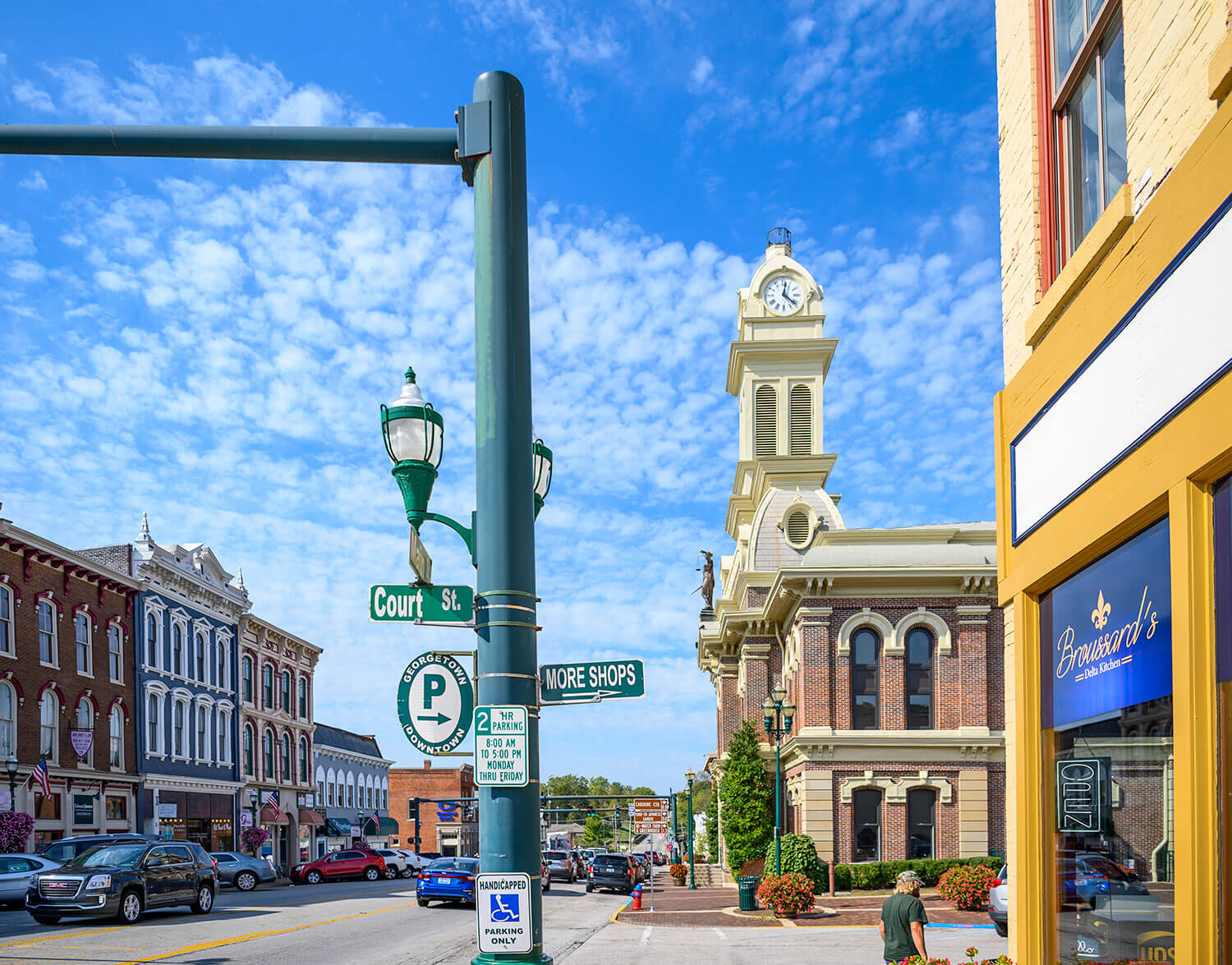 downtown with corner on courthouse and broussards